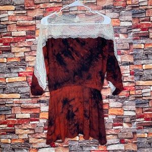 Red lace with lace shoulders